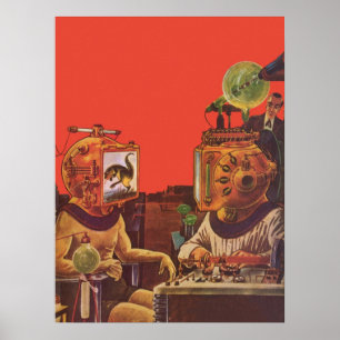 Póster Cascos de vapor punk alienígena de ciencia ficción