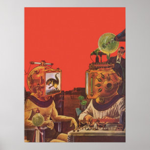 Póster Cascos de vapor punk alienígena de ciencia ficción