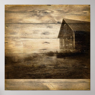 Póster caserío primitivo de granero del campo occidental