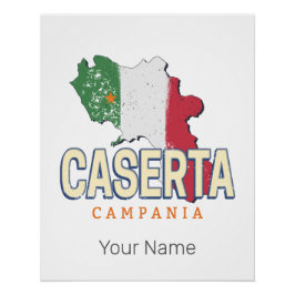 Póster Caserta Italia Retro Campania Mapa de recuerdo de 