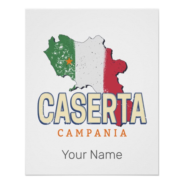 Póster Caserta Italia Retro Campania Mapa de recuerdo de  (Anverso)