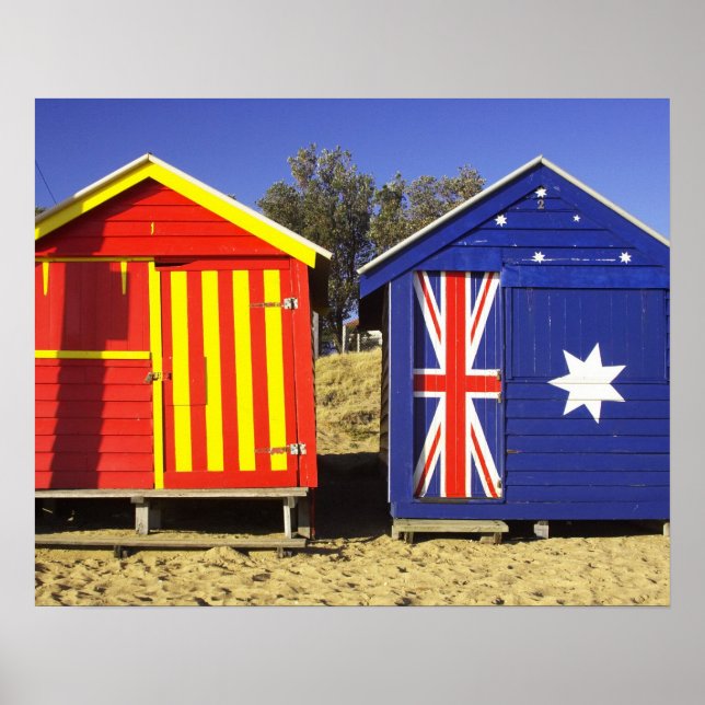 Póster Casetas de baño, playa Middle Brighton, Puerto 2 (Frente)