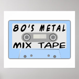 Póster casete de cinta metalizado de la mezcla 80s