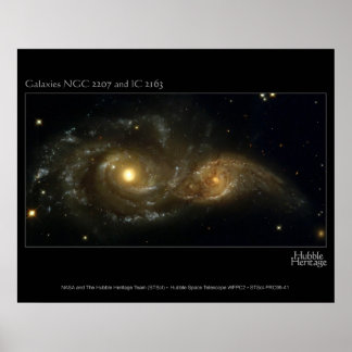 Póster Casi colisión Galaxias Telescopio Hubble
