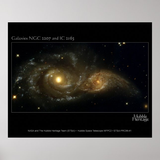 Póster Casi colisión Galaxias Telescopio Hubble (Frente)