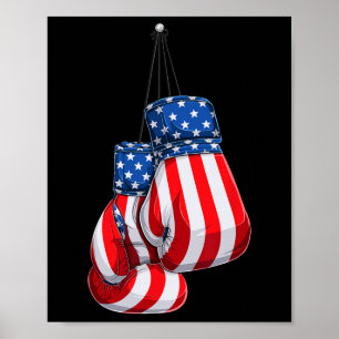 Póster Casilla Guantes Bandera Estadounidense 4 De Julio