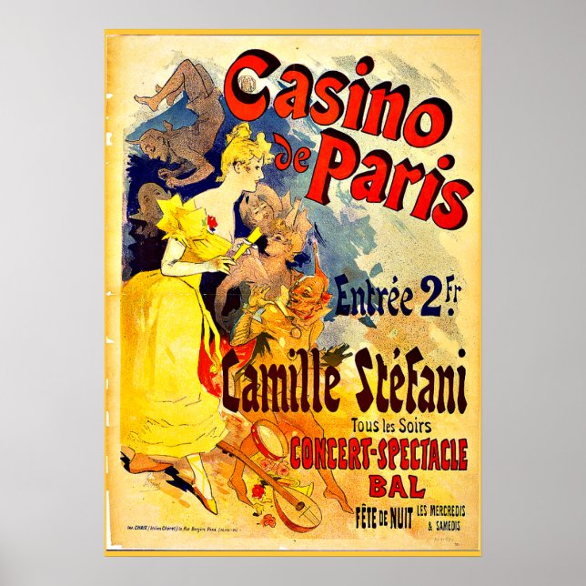 Póster Casino de París por Jules Cheret, afiche de época (Frente)