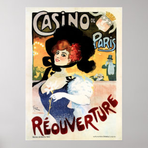 Póster CASINO DE PARIS Reouverture Music Vintage francés