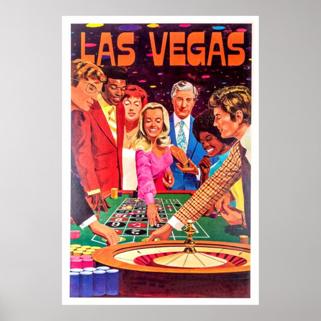 Póster Casino, Las Vegas, la gente juega en la ruleta (Frente)