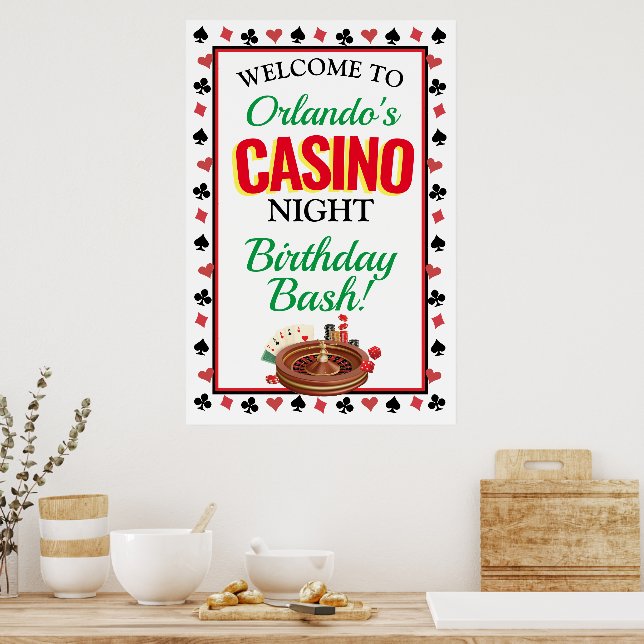 Póster Casino Night Personalizado (Cocina)