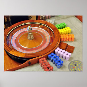 Póster casino roulette spinning rotate juego