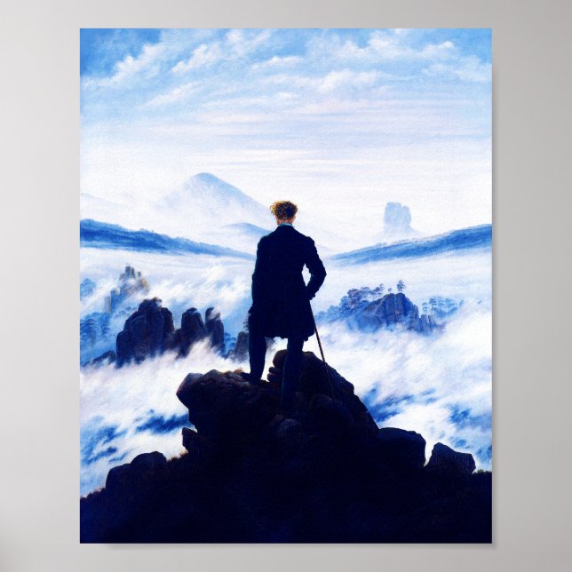 Póster Caspar D Friedrich, Wanderer sobre el mar de la ni (Frente)