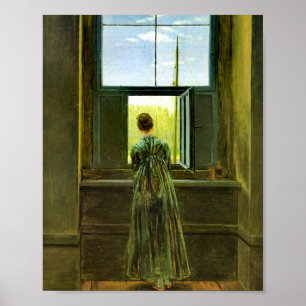 Póster Caspar David Friedrich en una ventana