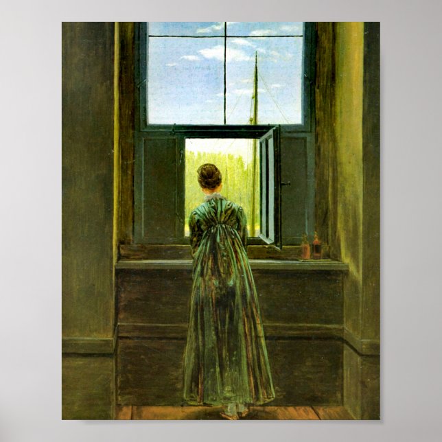 Póster Caspar David Friedrich en una ventana (Frente)
