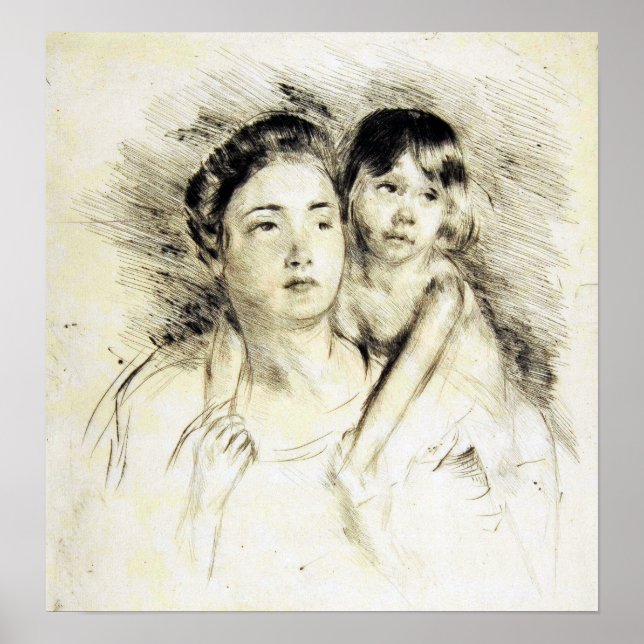 Póster Cassatt - Denise Manteniendo A Su Hijo Por Ambas M (Frente)