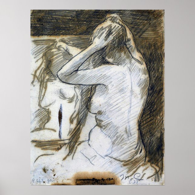 Póster Cassatt - Estudio Para Coiffure (Frente)