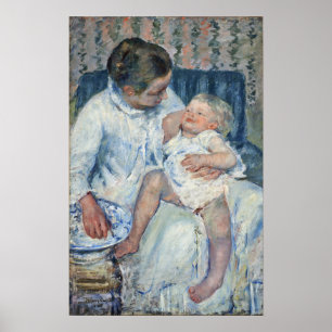 Póster Cassatt - Madre a punto de lavar a su hijo soñolie
