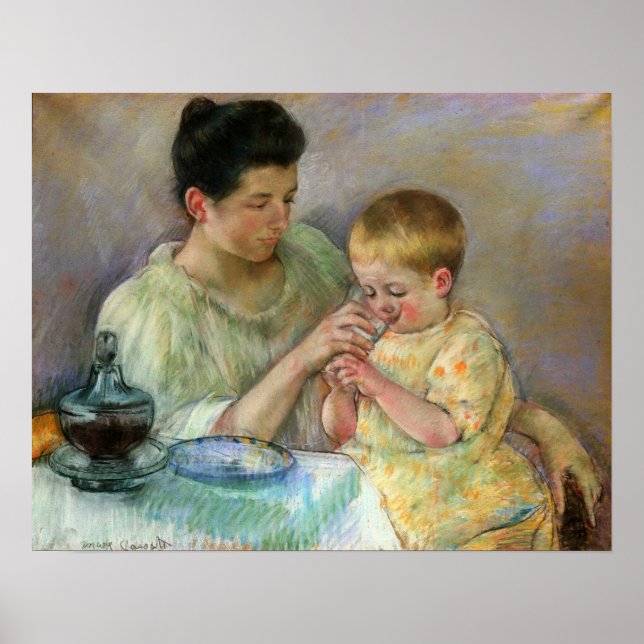 Póster Cassatt - Madre que alimenta al niño (Frente)