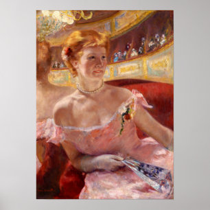 Póster Cassatt - Mujer con collar de perlas en Loge
