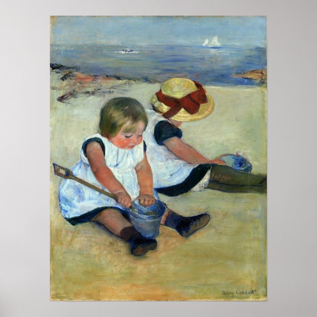 Póster Cassatt - Niños Jugando En La Playa (Frente)