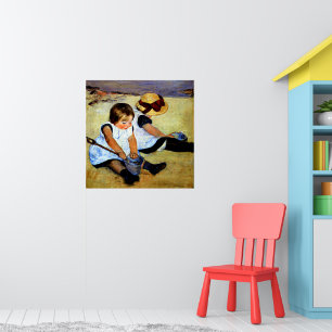 Póster Cassatt - Niños jugando en la playa