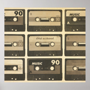 Póster Cassette de audio, Hip-Hop Poster Retro.