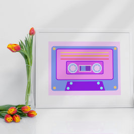 Póster Cassette de audio Vaporwave Aesthetic Lilac 90s