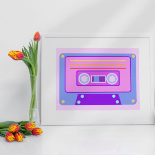 Póster Cassette de audio Vaporwave Aesthetic Lilac 90s