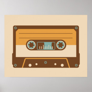 Póster Cassette de cinta mixta analógica