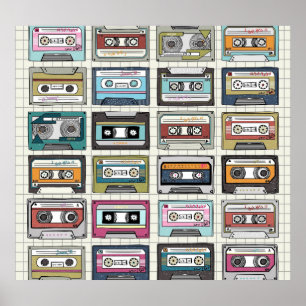 Póster Cassette de música retro: Icono nostálgico