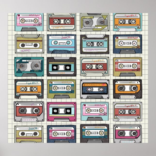 Póster Cassette de música retro: Icono nostálgico (Frente)