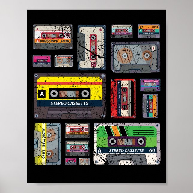 Póster Cassette Tapes Mixtapes Gráfico musical de los año (Frente)