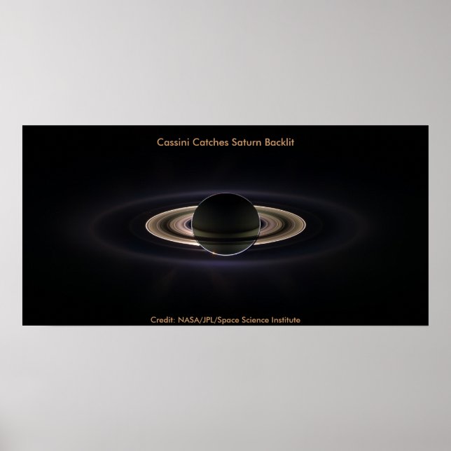 Póster Cassini captura Saturn retroiluminado (Frente)