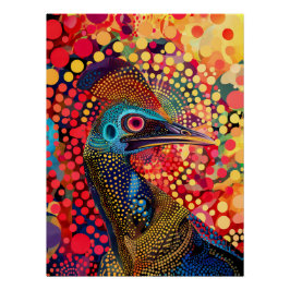 Póster Cassowary en el estilo de arte de dot aborigen