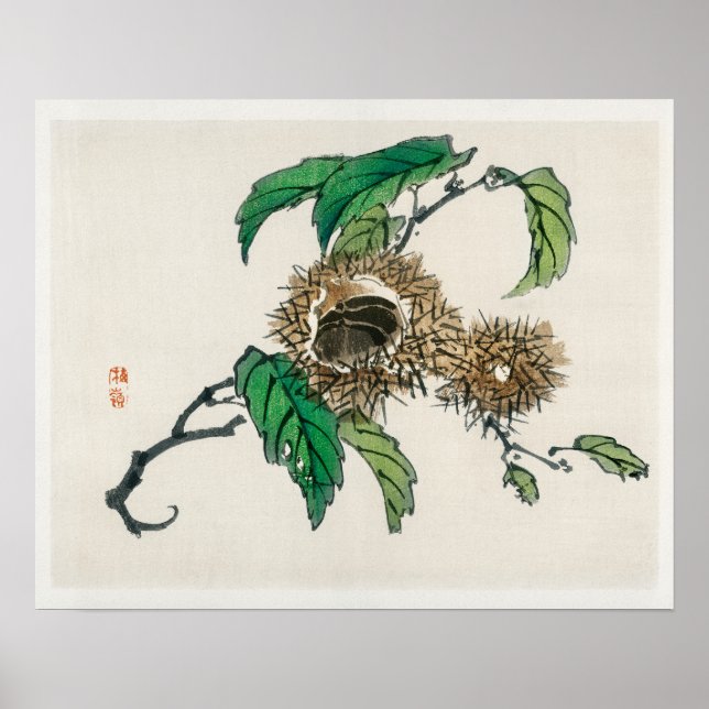 Póster Castaño de Kōno Bairei (1844-1895) (Frente)