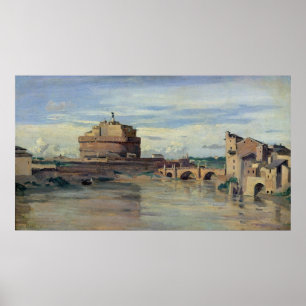 Póster Castel Sant Ángel y el río Tíber, Roma