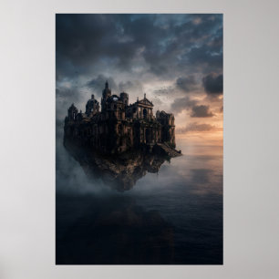 Póster castillo antiguo flotante