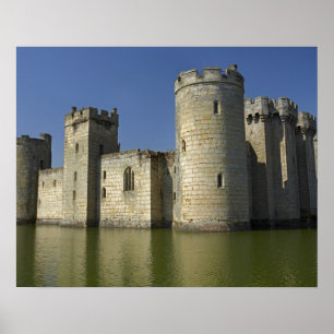 Póster Castillo Bodiam (1385), reflejado en foat, Este