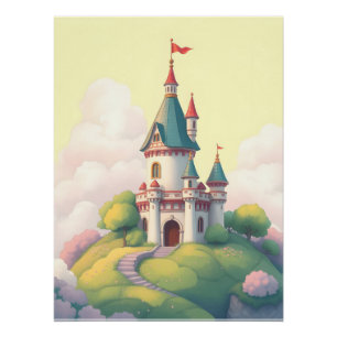 Póster Castillo caprichoso con jardín verde