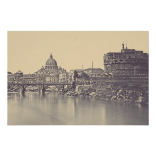 Póster Castillo de Ángel y cúpula del Vaticano