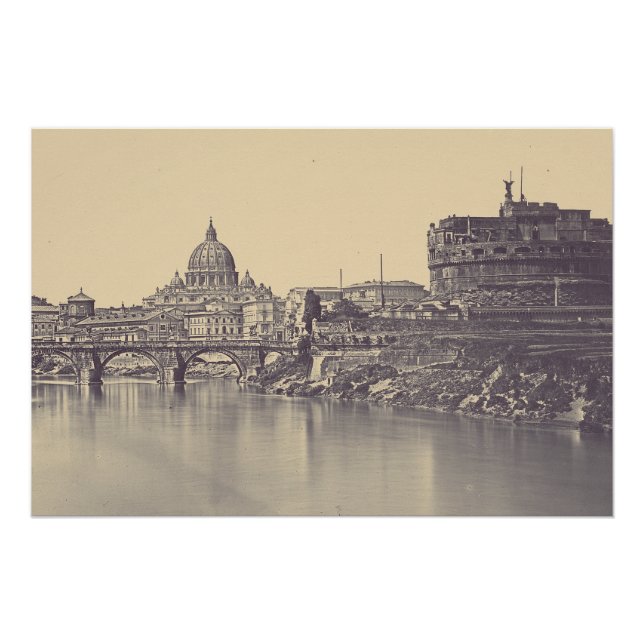 Póster Castillo de Ángel y cúpula del Vaticano (Anverso)