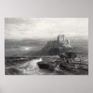 Póster Castillo de Bamborough, grabado por S. Bradshaw