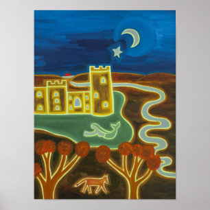 Póster Castillo de Bodiam por el claro de luna 2010