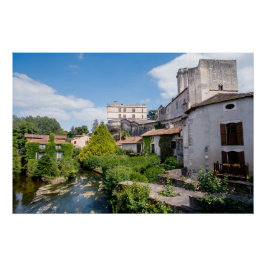 Póster Castillo de Bourdeilles y río Dronne, Dordoña