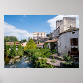 Póster Castillo de Bourdeilles y río Dronne, Dordoña
