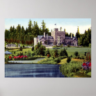 Póster Castillo de Canadá Hatley de la Columbia Británica
