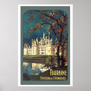 Póster Castillo de Chambord del Valle del Loira Turena