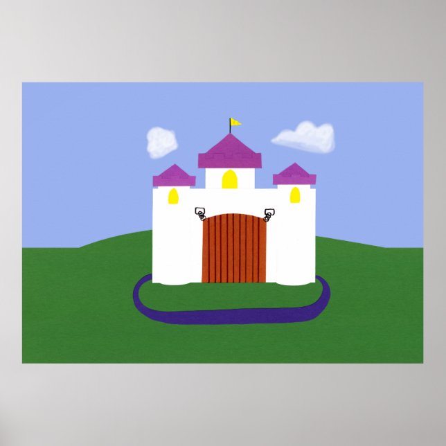 Póster Castillo de cuento de hadas con torretas moradas (Frente)