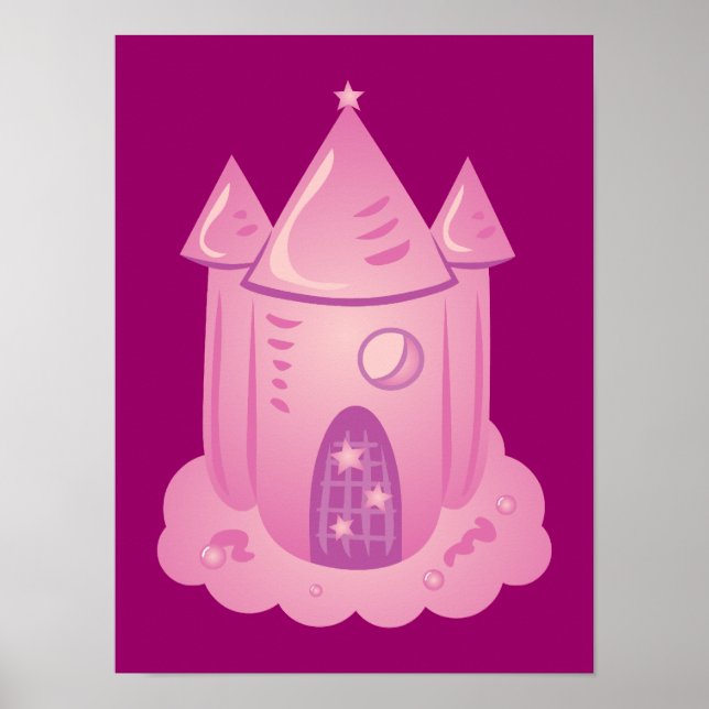 Póster Castillo de cuento de hadas rosa (Frente)