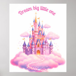 Póster Castillo de cuento de hadas rosado de ensueño, gua
